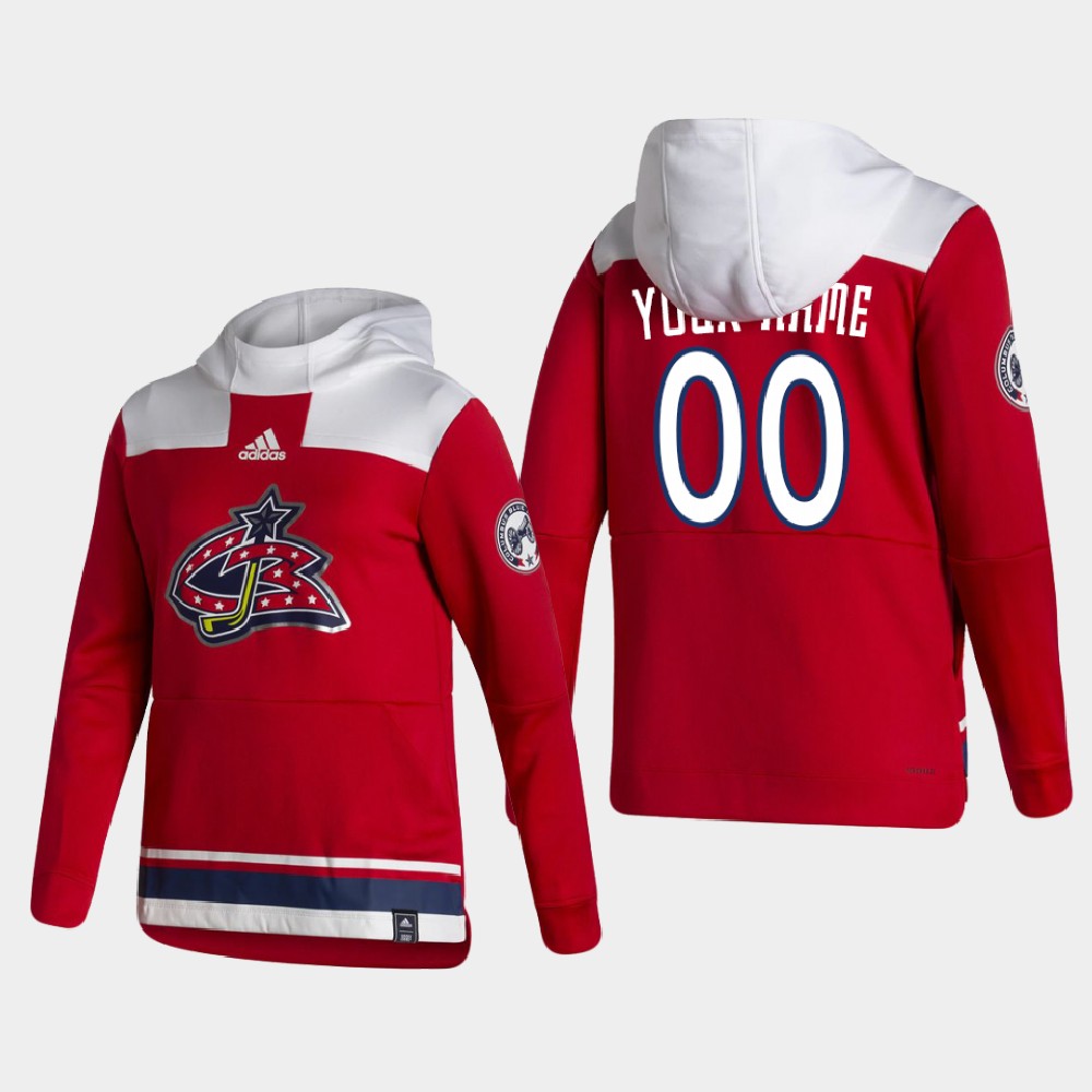 Men Columbus Blue Jackets #00 Your name Red NHL 2021 Adidas Pullover Hoodie Jersey->columbus blue jackets->NHL Jersey